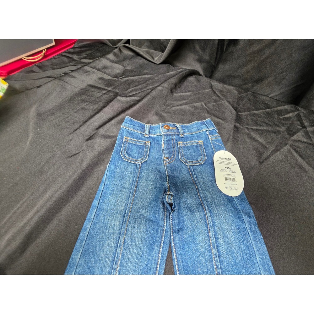 Wonder Nation Baby Girls Wide Leg Denim Jeans 12M Medium Wash Blue NWT - Picture 2 of 6
